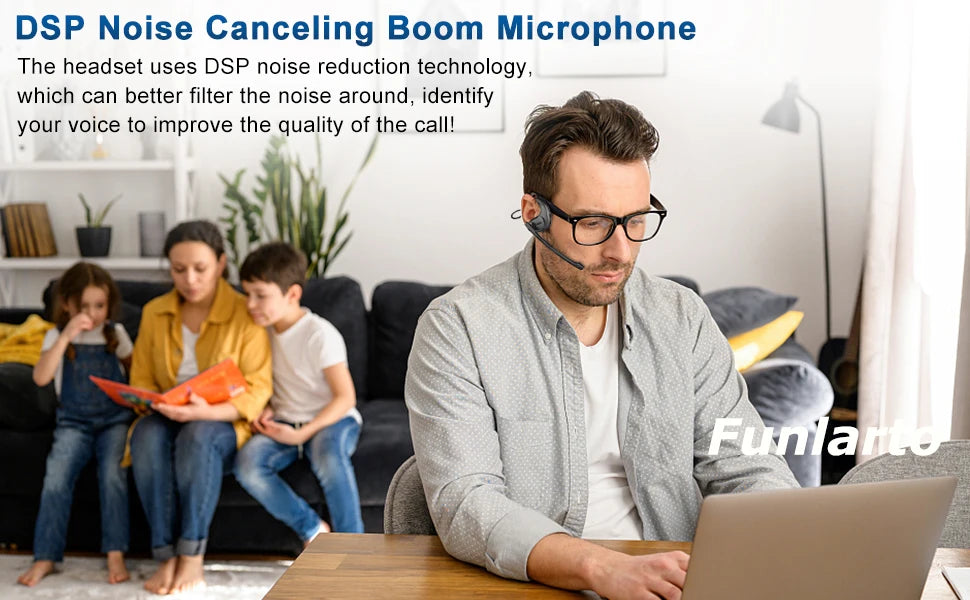 Funlarto Bluetooth Open-Ear Headphones – 10H, Mic, Waterproof
