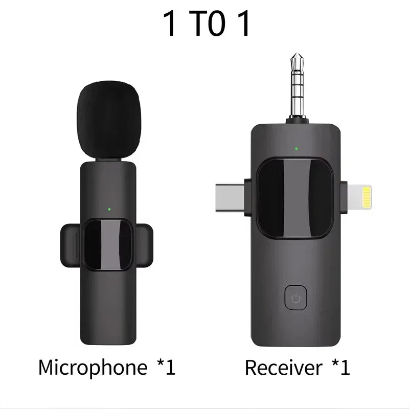 VIKEFON 3-in-1 Wireless Lavalier Microphone – Plug & Play Mic for iPhone, Android, DSLR & PC