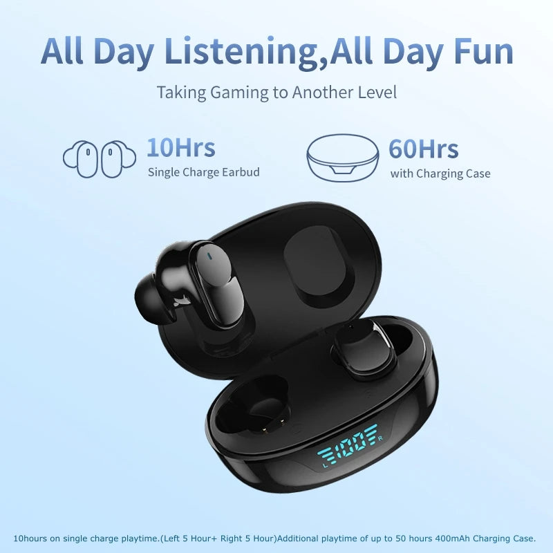 Beatfade Bluetooth 5.3 Earbuds – 60h Battery, ENC Mic & Game Mode