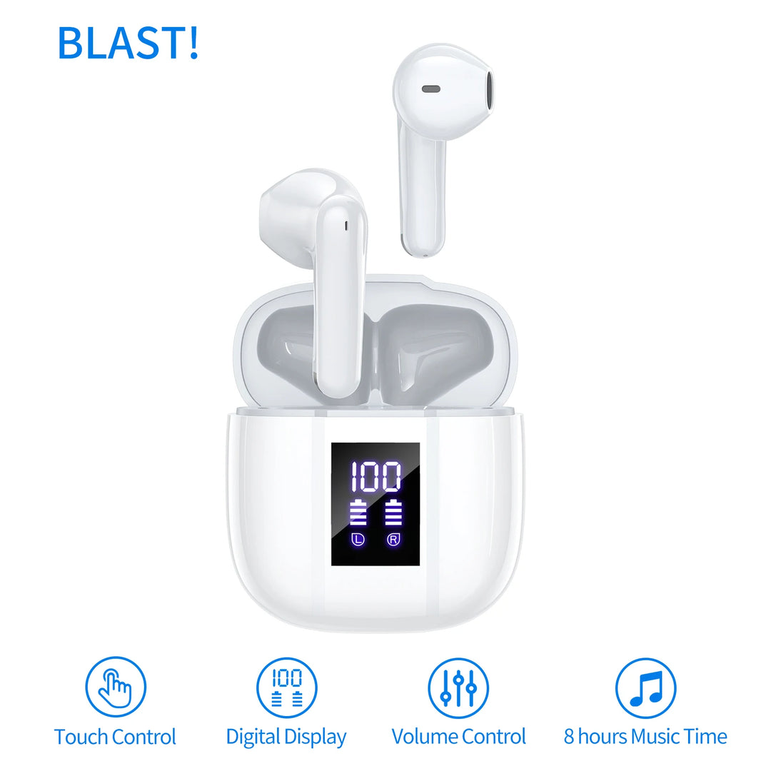 BLAST! i50 Bluetooth 5.3 Earbuds – LED Display & 8H Playtime