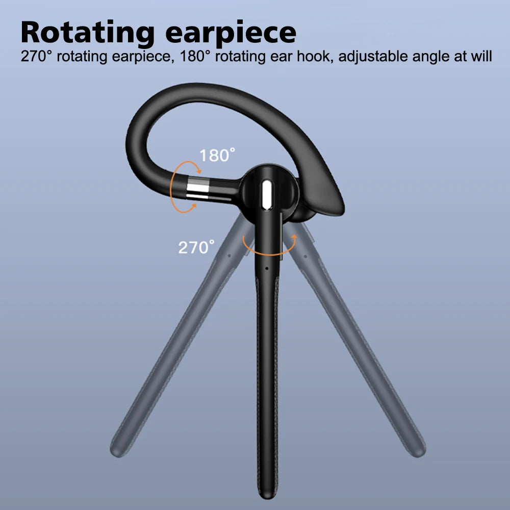 AideeMaster Bluetooth 5.4 Bone Conduction Ear-Hook Headset – ENC Noise Reduction, 48H Battery, LED Charging Case