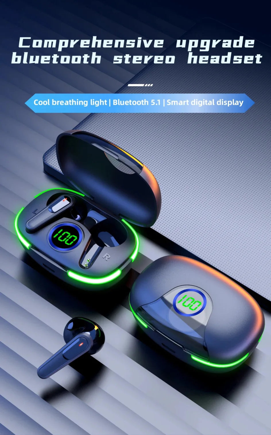 Bluetooth 5.1 ANC Earbuds – Waterproof Gaming & Music