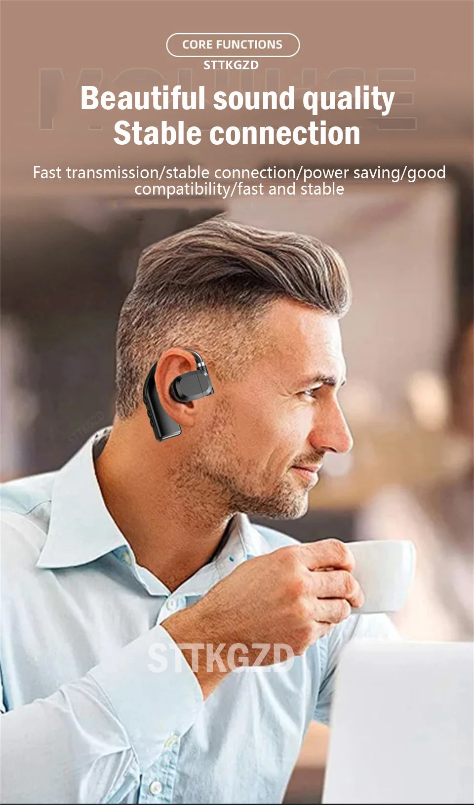 STTKGZD Bluetooth 5.3 Helmet Headset – Open-Air, ENC Noise Reduction, LED Display