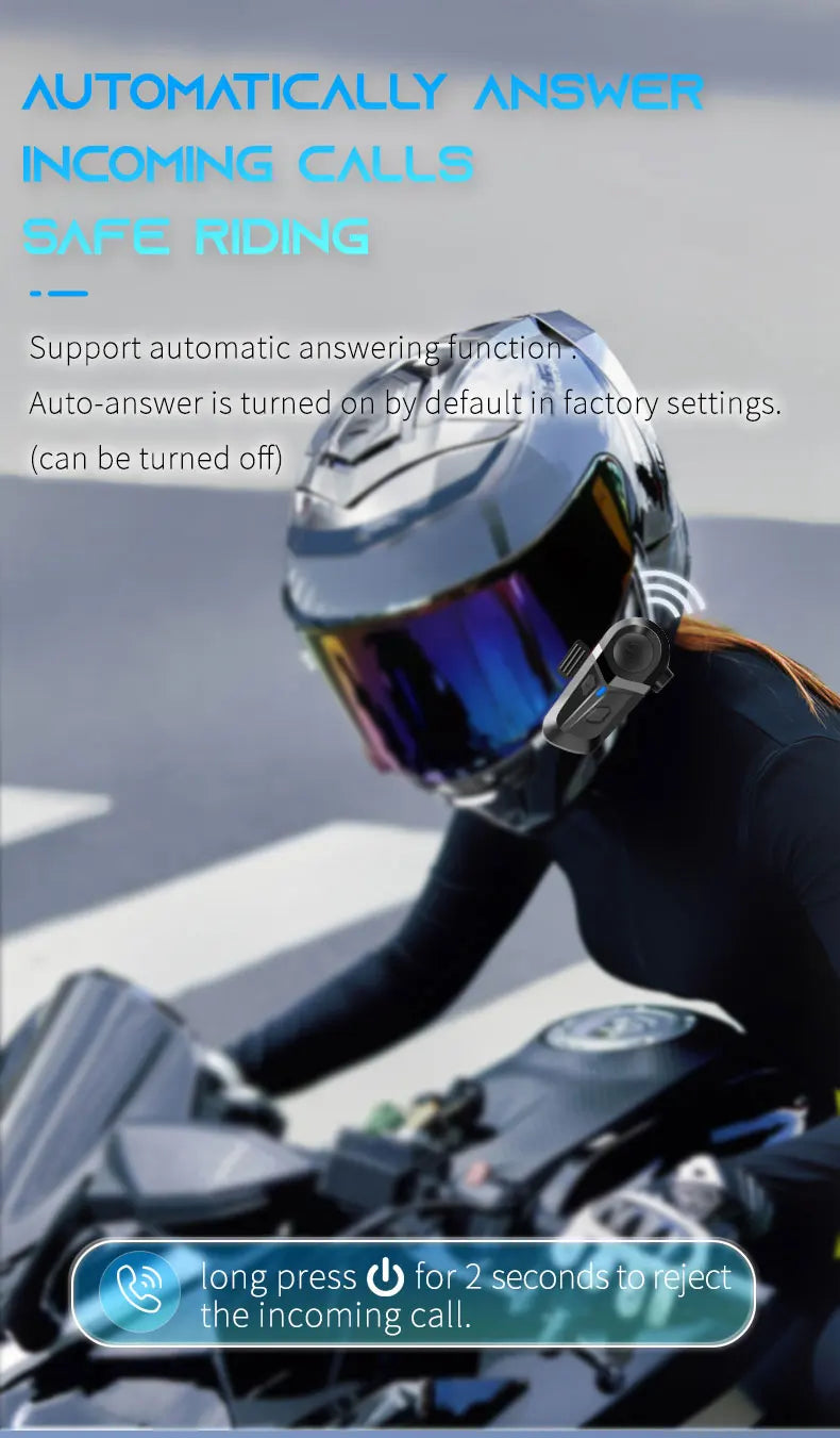Helmet Bluetooth Headset – Wireless CE/FCC Certified