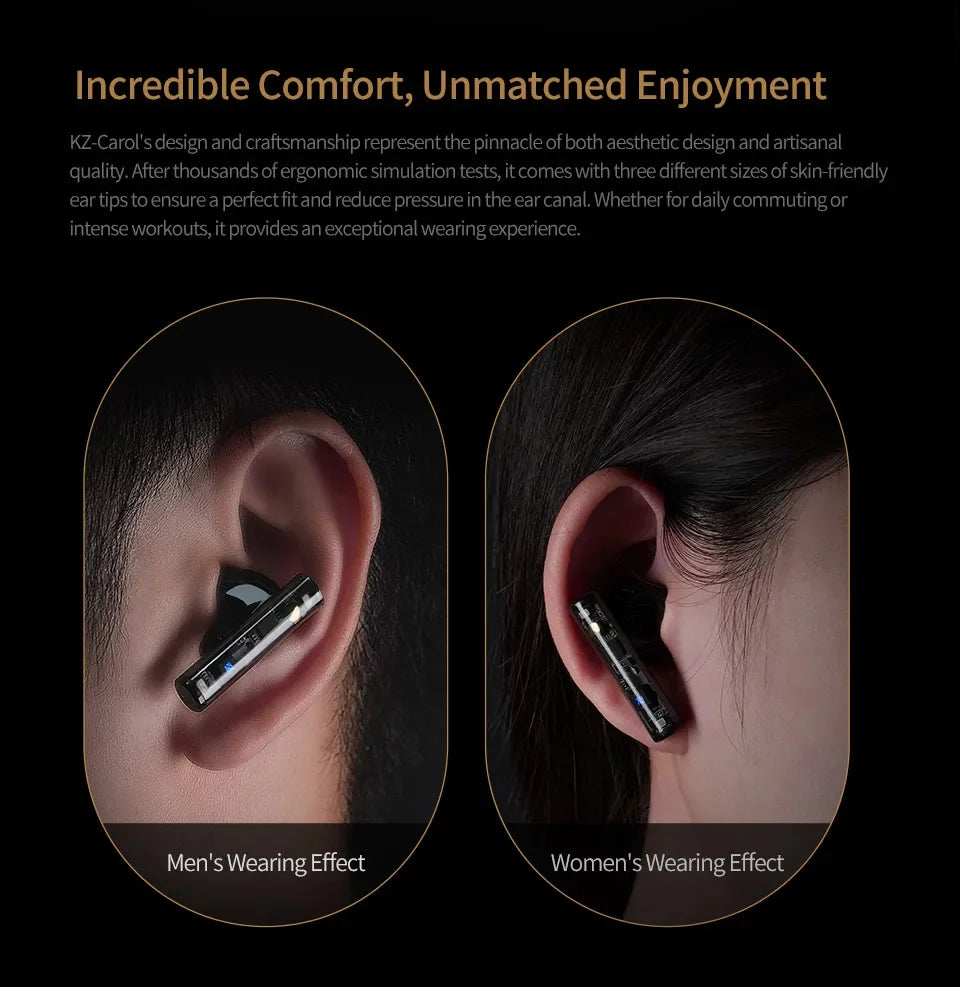 KZ Carol TWS Earphones – Hybrid ANC, 42H Battery, Low Latency