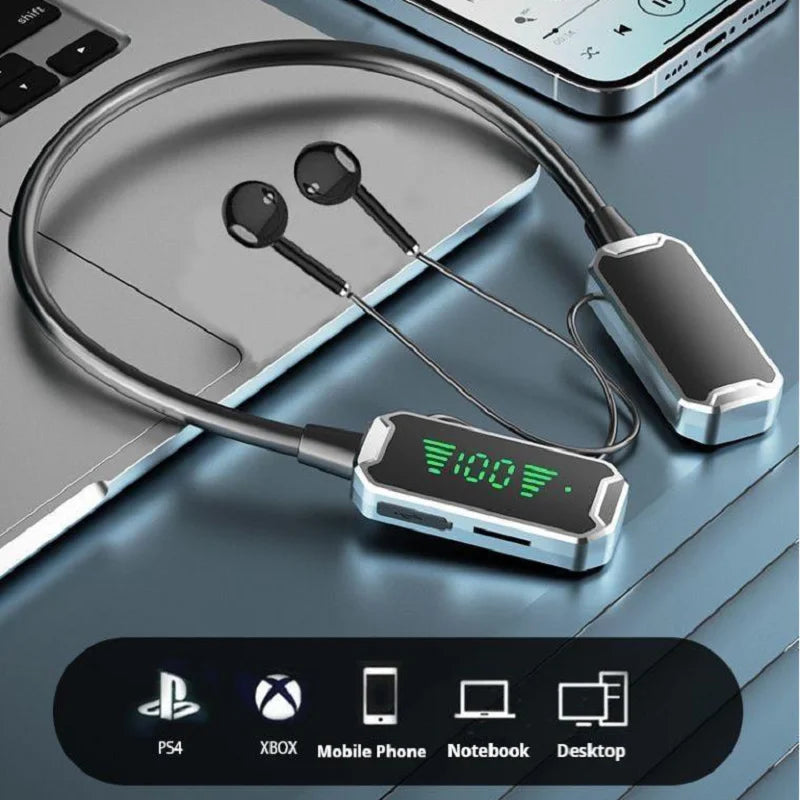 Newmsnr Bluetooth 5.4 Neckband – ANC, 30H Playtime, LED