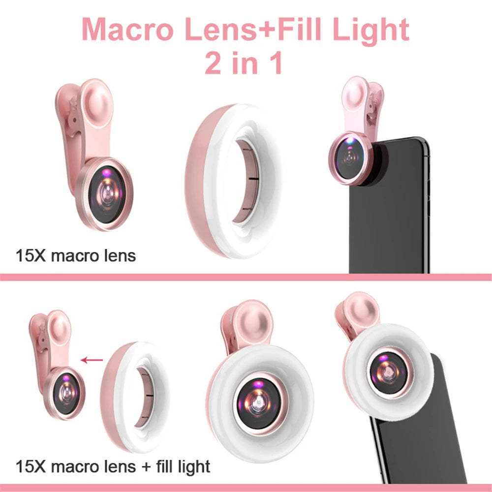 15X Macro Lens with LED Ring Light – Clip-On Smartphone Camera Accessory – tech-gadget