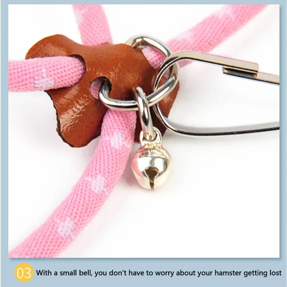 Hamster Harness & Leash – Adjustable Small Pet Lead with Bell