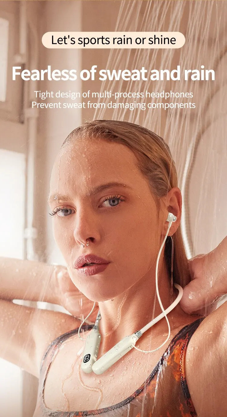 BT-12 Bluetooth 5.3 Neckband Earphones – 50h Battery & Mic