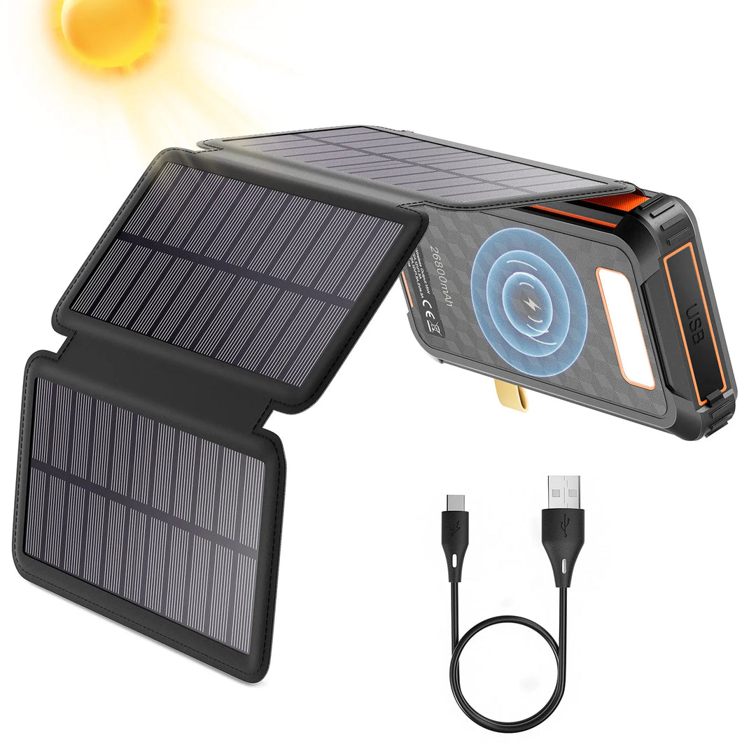 26800mAh Solar Power Bank | Wireless Fast Charging