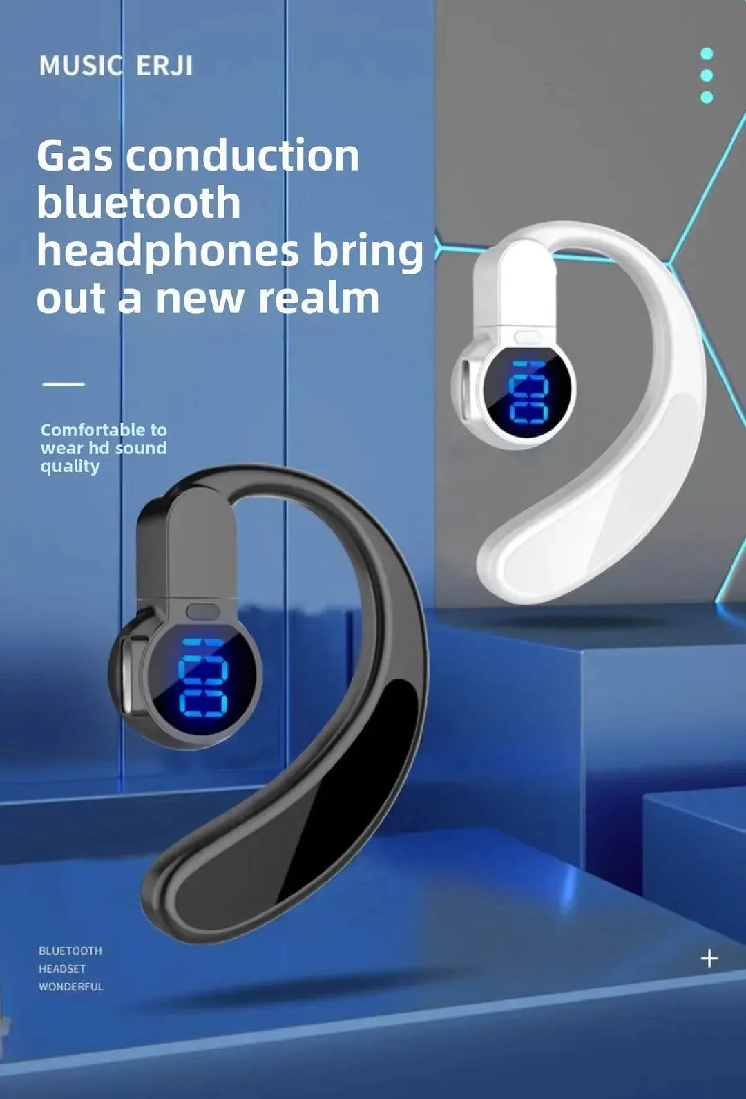 Jiansu Bone Conduction Headphones – Bluetooth 5.3, Waterproof, HiFi