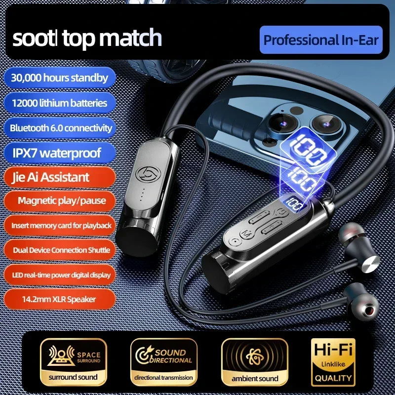 Luxuglow Bluetooth 5.3 Neckband – ANC, 12000mAh, IPX7