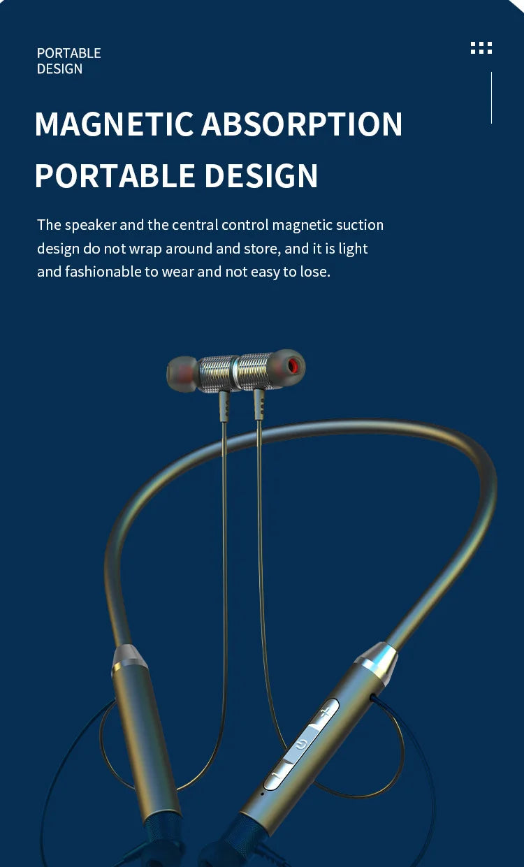 Fone Wireless Bluetooth Neckband Earphones with Mic – Magnetic Sport Headset for Gym & Travel