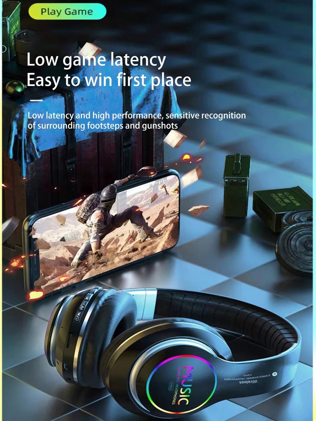 T-WOLF Wireless Bluetooth Headset with Mic | 4H Playtime