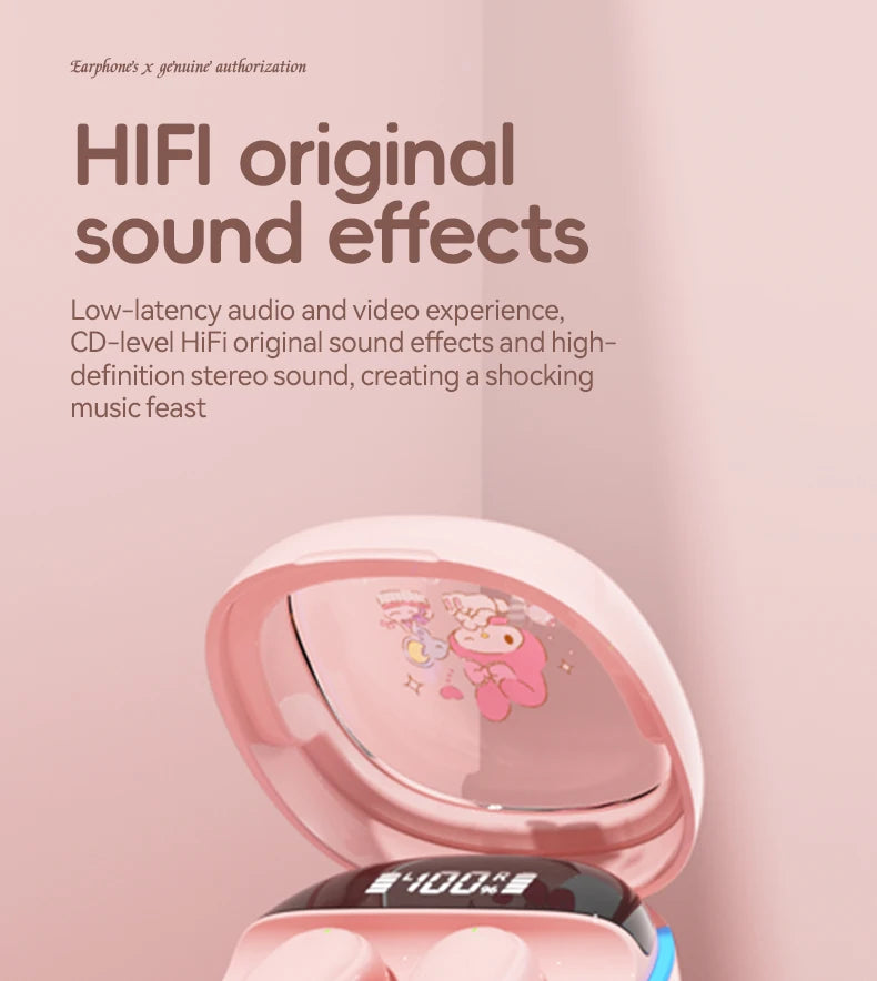 Hello Kitty TWS Earphones – Bluetooth 5.3, ANC, Waterproof