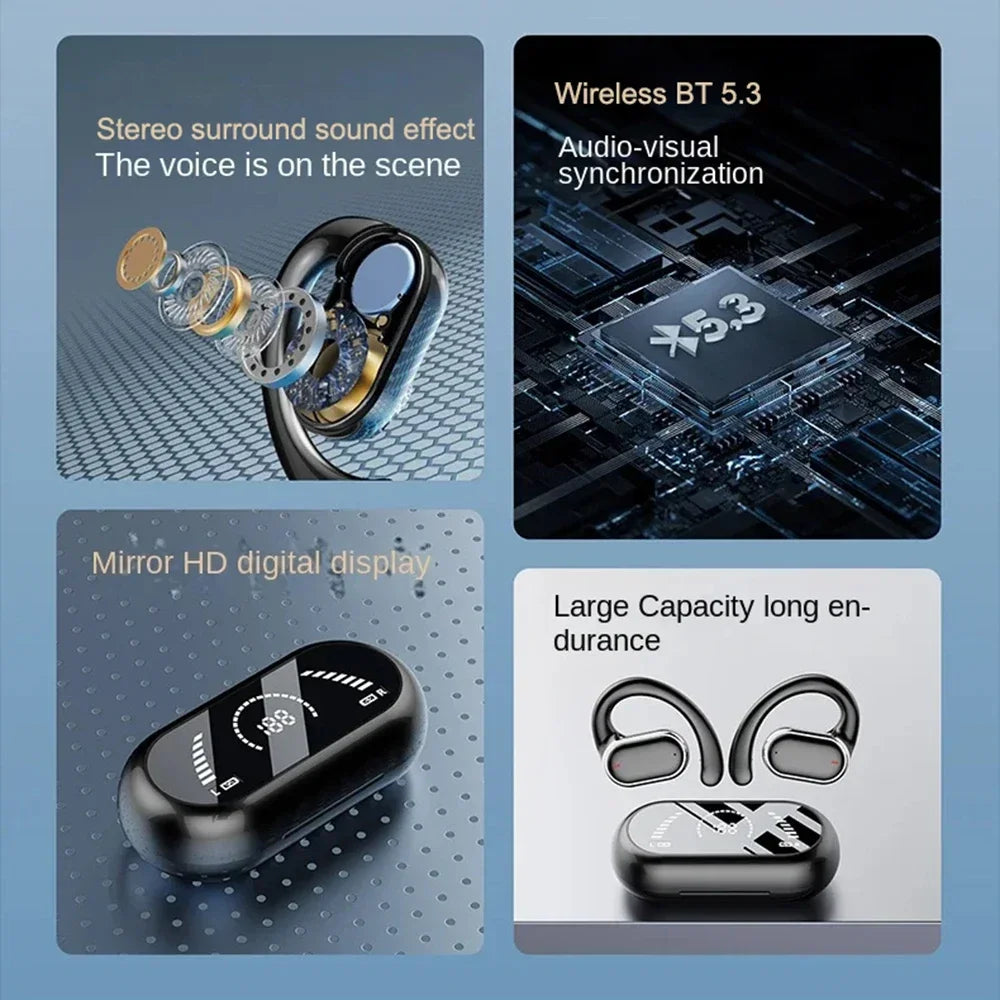 VYOPBC X91 Bluetooth 5.3 Ear Hook Earphones – Noise Cancelling & Mic