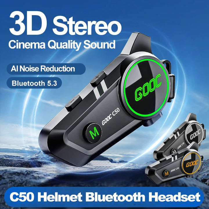VELEV C50 Bluetooth Helmet Headset – Waterproof, 170H Playtime – audio-accessory