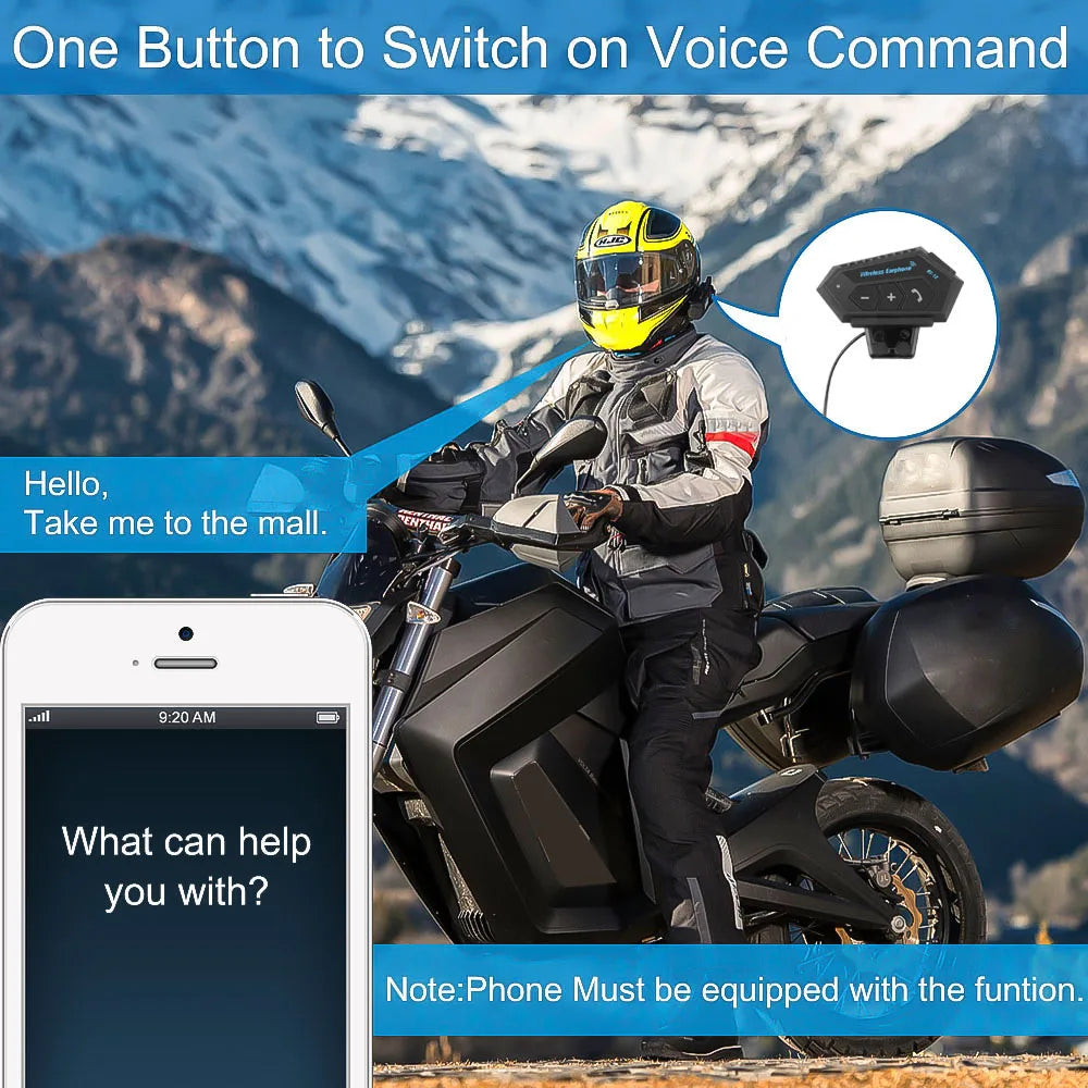 Kebidumei Helmet Bluetooth Headset – Waterproof, Noise Cancelling, 72h Battery