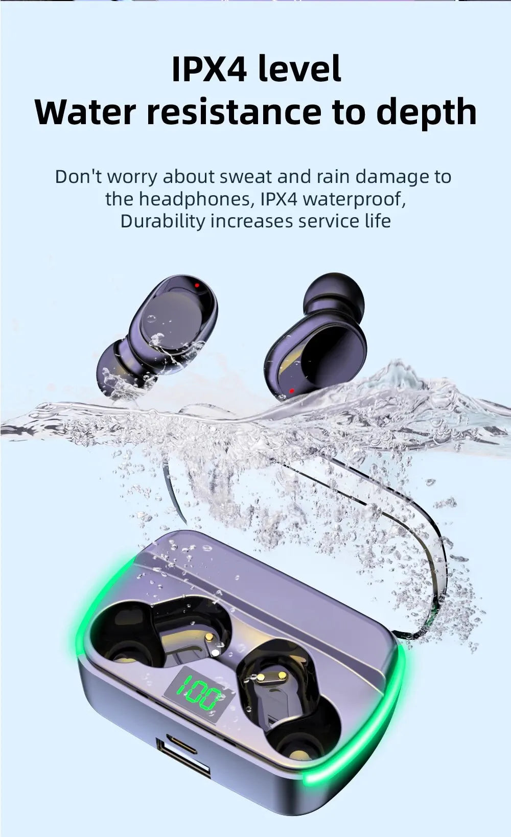 M60 Bluetooth 5.3 Earphones – TWS, Power Bank, LED Display