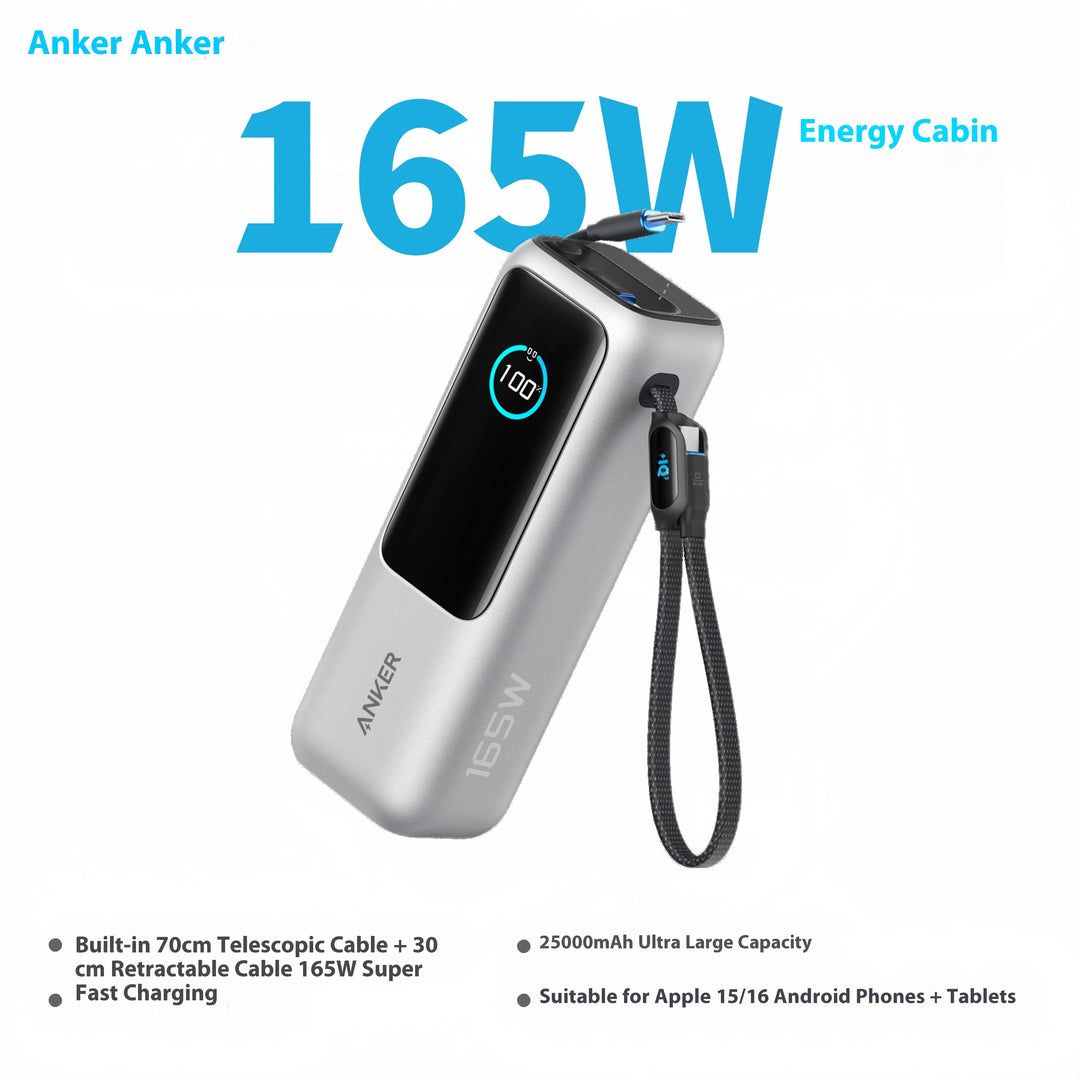 25000mAh 165W Portable Power Bank | Fast USB-C Charger