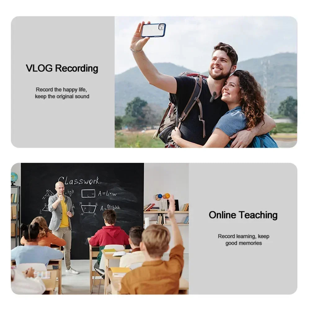 VIKEFON K9 Wireless Lavalier Microphone – Dual-Compatible Bluetooth Mic for iPhone & Android