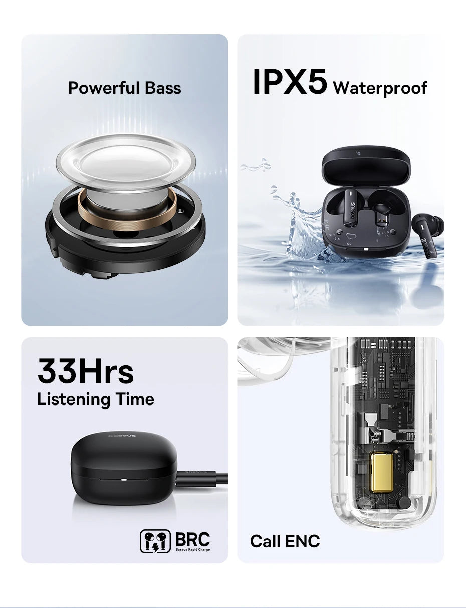 Baseus True Wireless Earphones – 33H Playtime, Waterproof
