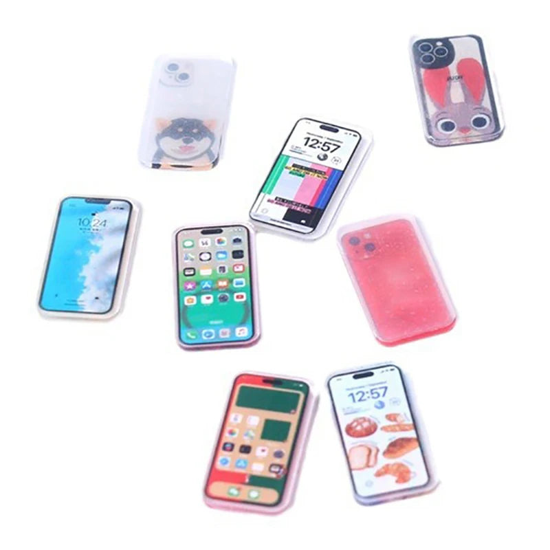 Miniature Mobile Phone Set – 5pcs for 1:6 & 1:12 Dollhouses & Dioramas