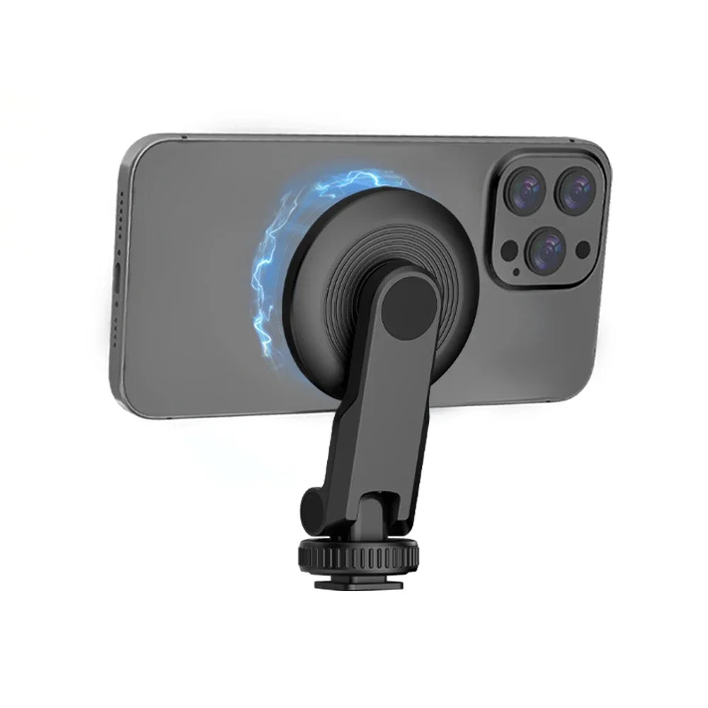BRDRC Magnetic Tripod Mount for iPhone 12–15 – MagSafe Holder with Cold Shoe & 1/4" Thread