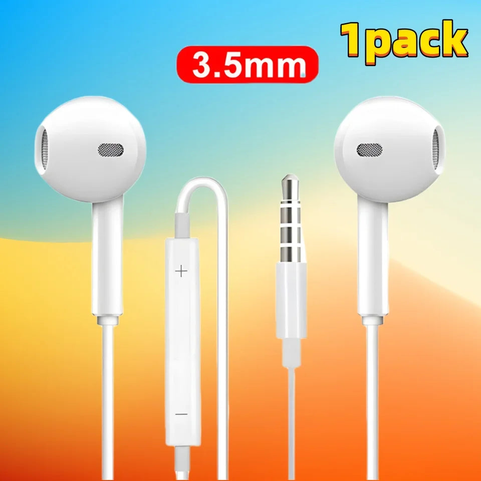 KADIXI Wired In-Ear Headphones with Mic & Volume Control – 3.5mm Earbuds for Phone, Laptop, Tablet