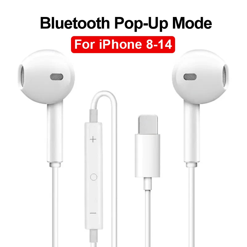 HKNL Wired Lightning Earphones for iPhone – ANC, Mic, Siri Support