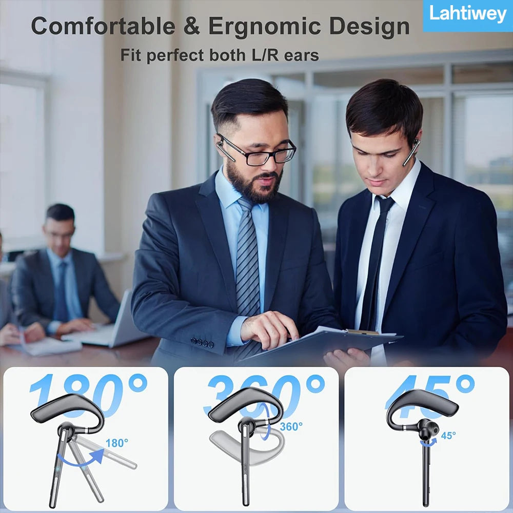 Lahtiwey Bluetooth 5.3 Headset – Single Ear, ENC Mic, 60h