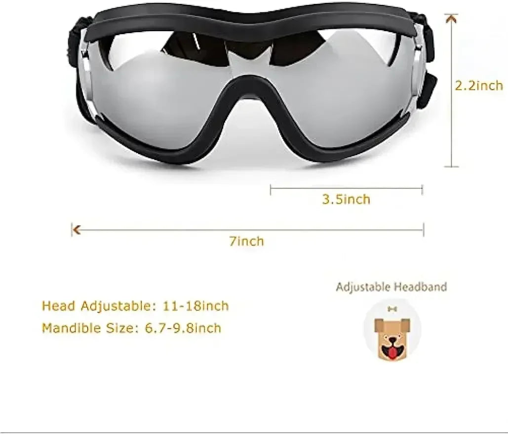 Large Dog Sunglasses – UV Protection Adjustable Goggles with Chin Strap