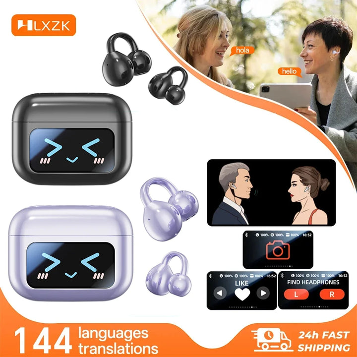 WJOY M100 Bluetooth 5.4 Clip-On Earphones – Translation & Waterproof – audio-accessory