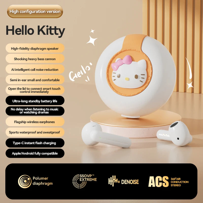 Hello Kitty Bluetooth 5.2 Earbuds – Cute, Wireless & Waterproof