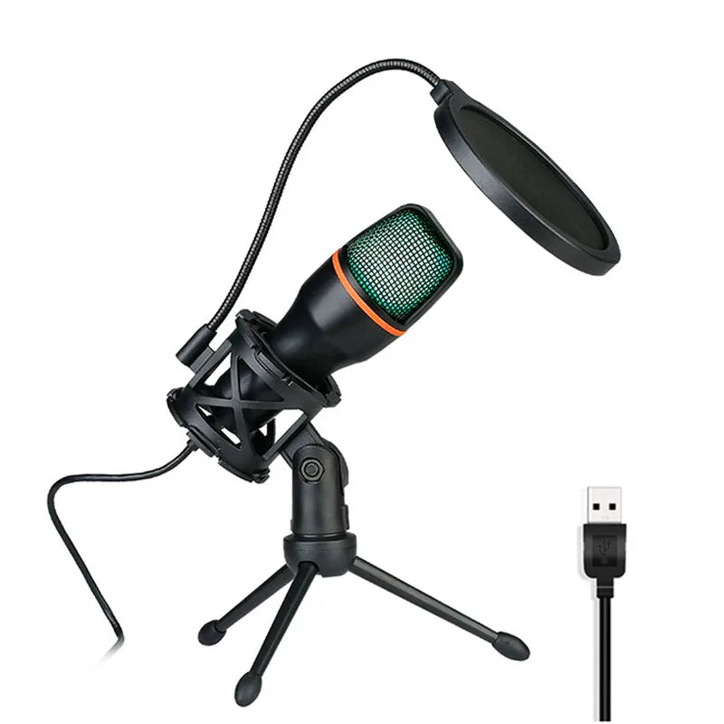Lefon USB/3.5mm Condenser Microphone – Plug & Play Desktop Mic for Streaming, Gaming & Podcasting