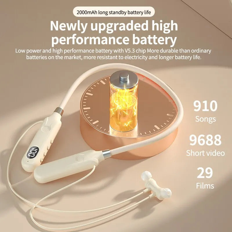 BT-12 Bluetooth 5.3 Neckband Earphones – 50h Battery & Mic