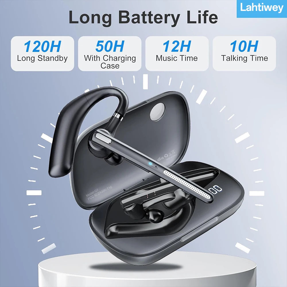 Lahtiwey Bluetooth 5.3 Headset – Single Ear, ENC Mic, 60h