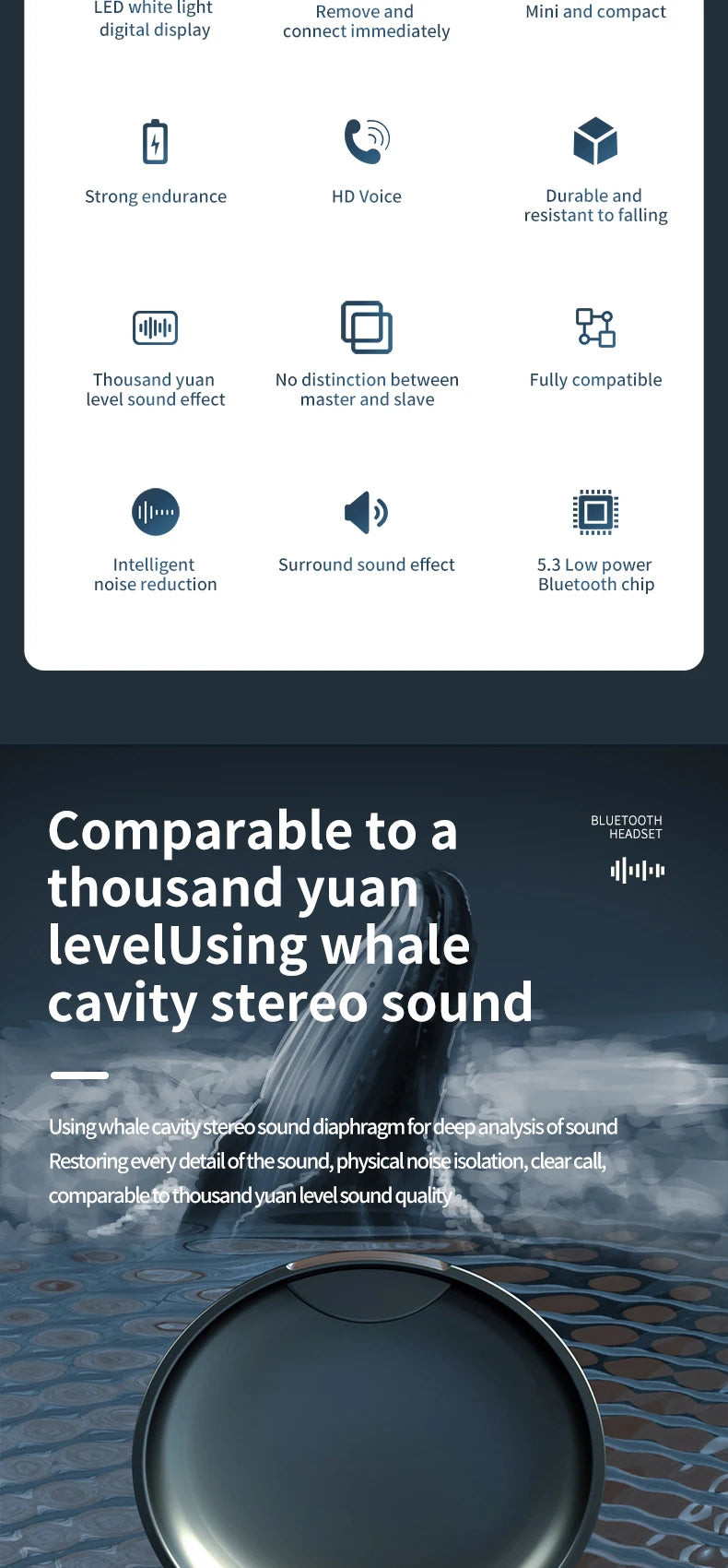 FANHANG TWS Bluetooth Earphones – ANC, Stereo, Sports