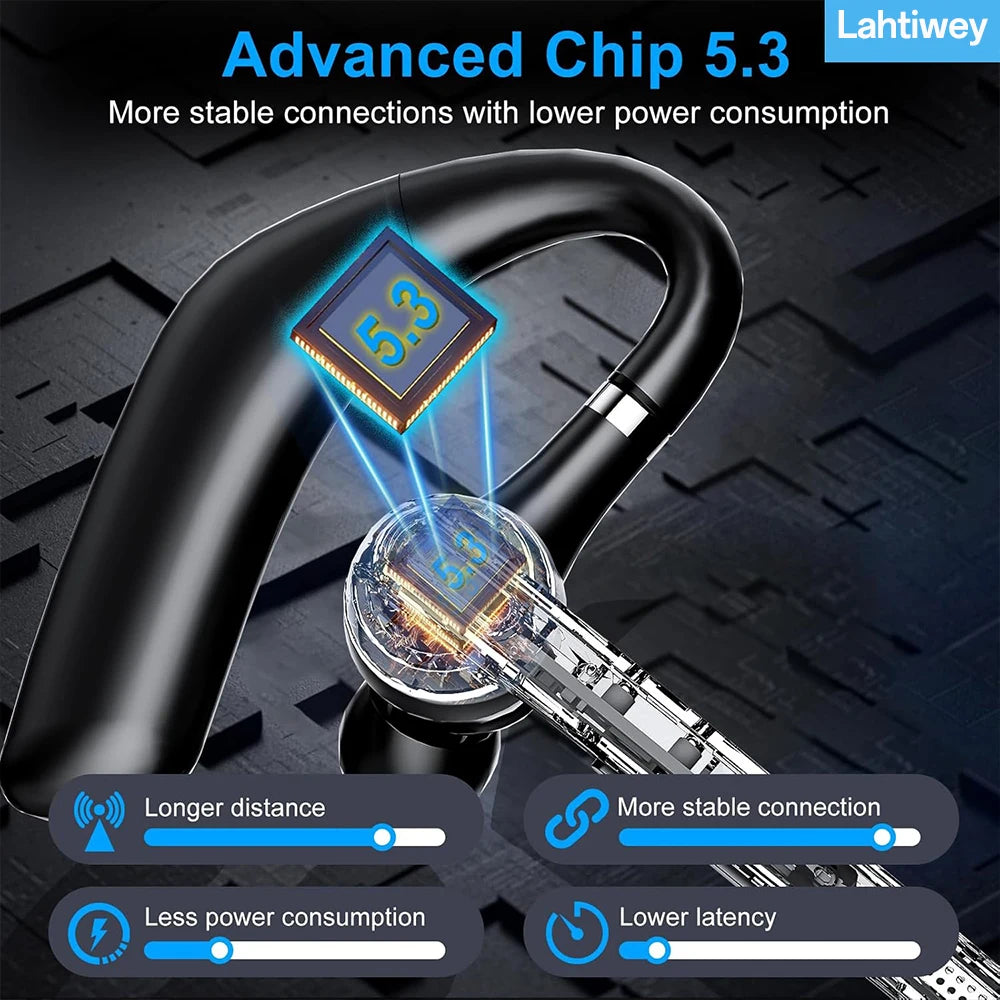 Lahtiwey Bluetooth 5.3 Headset – Single Ear, ENC Mic, 60h
