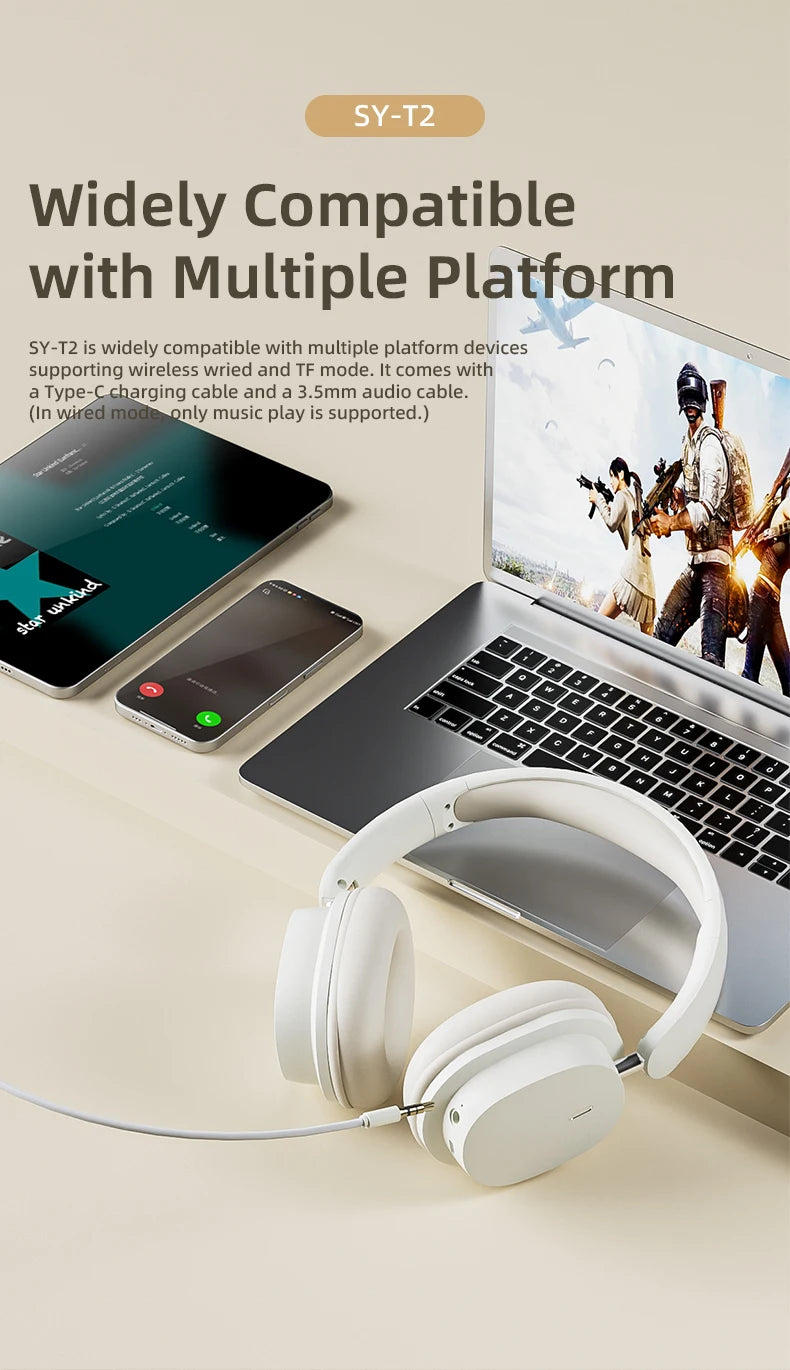 VAORLO Bluetooth 5.3 Headphones – Wireless/Wired with Mic