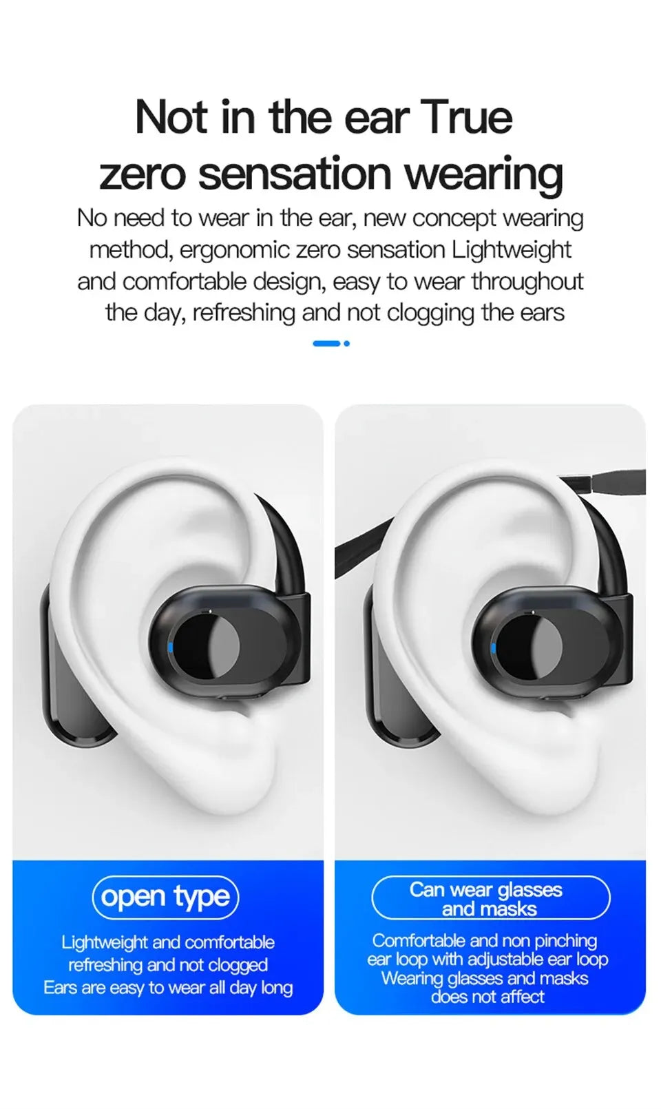 STTKGZD Air Conduction Bluetooth 5.3 Headset – Single-Ear Wireless for Driving & Office