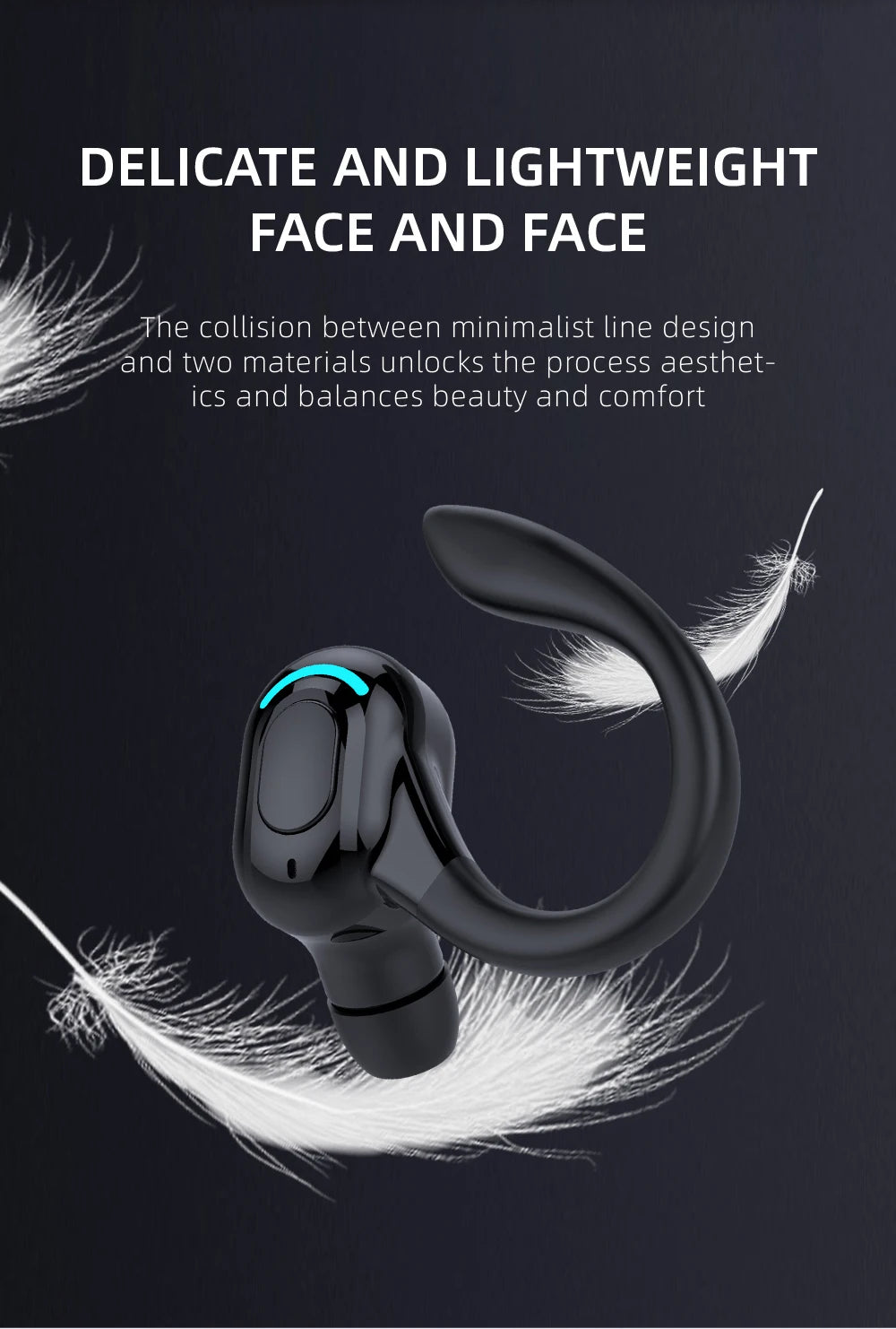 DISOUR M-F8 Bluetooth 5.2 Ear-Hook Headset | ANC & 20H Playtime