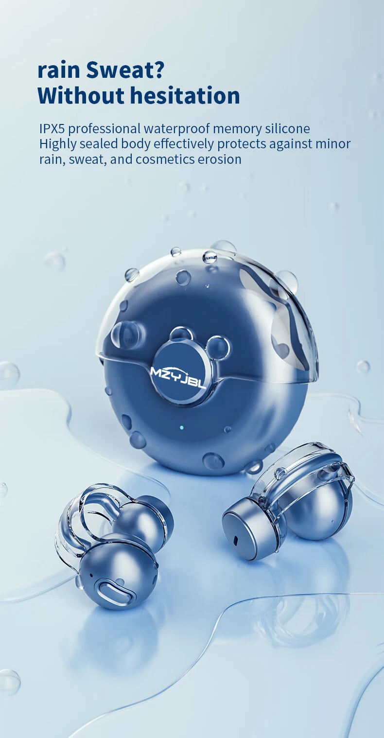 iHseno I36 Open-Ear TWS Earphones – Bluetooth 5.3, Clip-On, Waterproof