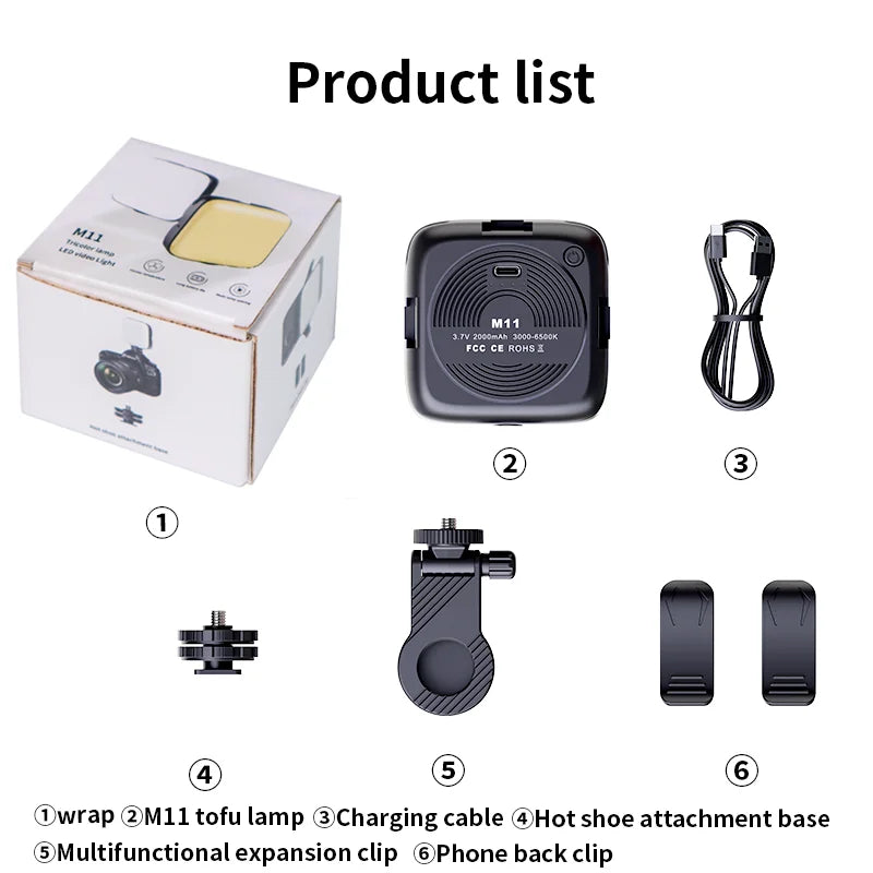 Nagnahz M11 Mini LED Fill Light – Bi-Color Portable Light for Cameras & Phones