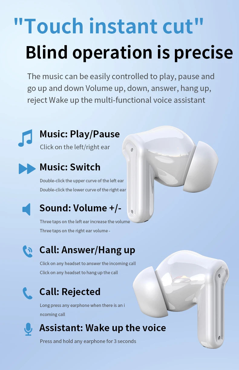 DAIDAN Bluetooth 5.3 TWS Earphones | Waterproof In-Ear with Mic