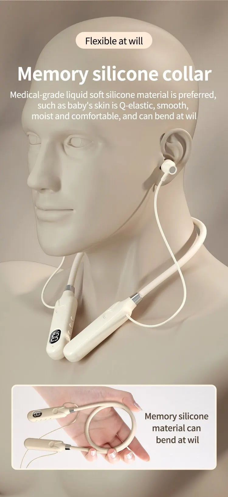 BT-12 Bluetooth 5.3 Neckband Earphones – 50h Battery & Mic