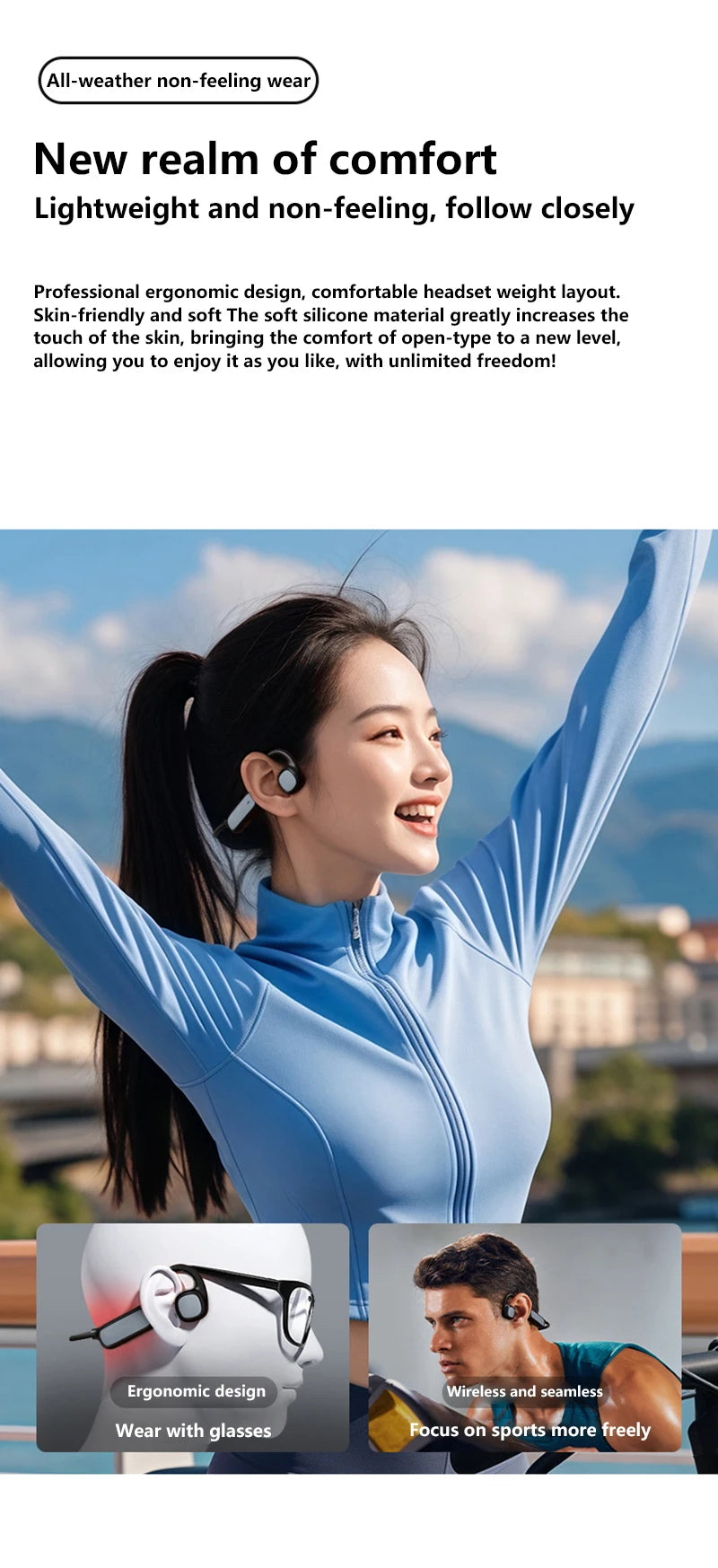 DIKELANG Open-Ear Bluetooth 5.3 Headphones – Waterproof Sports
