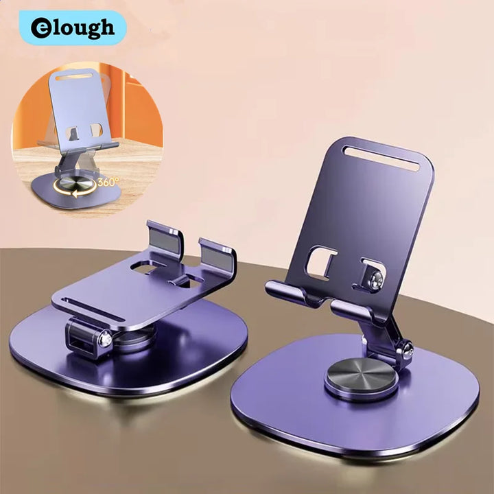 Elough 360° Rotation Metal Tablet & Phone Holder – Universal Folding Desktop Stand – phone-stand