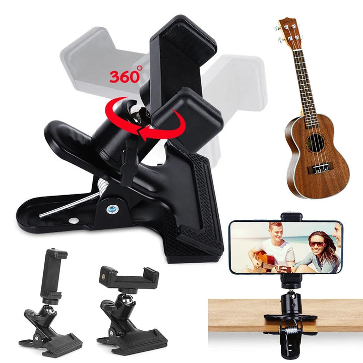 Guitar Headstock Phone Holder – 360° Adjustable Clip Mount for Recording & Streaming – phone-stand