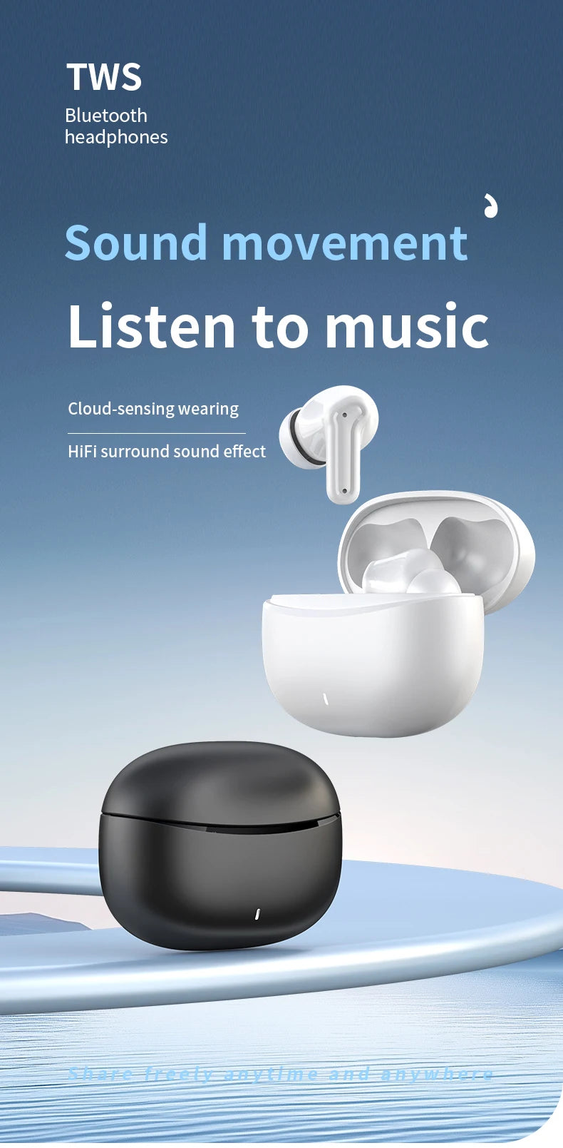 DAIDAN Bluetooth 5.3 TWS Earphones | Waterproof In-Ear with Mic